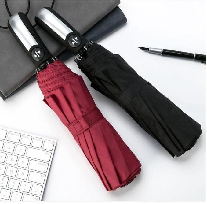 Anti UV 3 Folding Wind Resistant Auto Rain Sun Umbrella 10 Bone Fully Automatic Black Coateding Fold Umbrellas