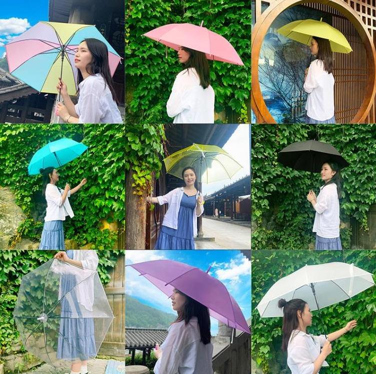 Custom Logo Umbrella PVC Rain Stick Transparent Umbrellas Straight Handle Large Clear Umbrellas for Rain Adult