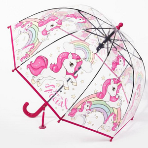 Kids Cartoon Plastic Apollo Umbrella Clear PVC Unicorn Umbrellas Animals Printing Transparent Straight Gift Umbrella