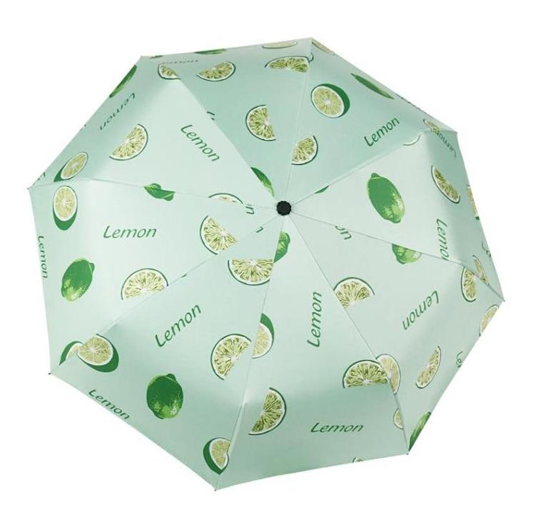 Wholesale cheap promotional girl cute fruit 3 fold sun umbrellas rain and shine dualuse UV sunshade folding umbrella