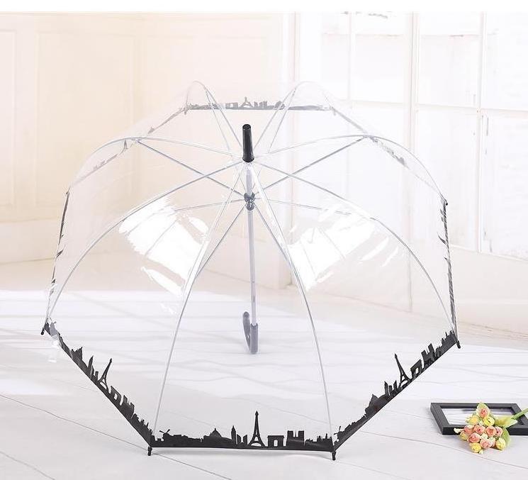 Transparent Umbrella For Wedding Semi Automatic Long Handle Love Couple Custom Logo Gifts Clear Umbrellas