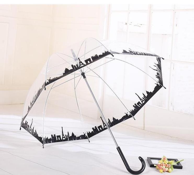 Transparent Umbrella For Wedding Semi Automatic Long Handle Love Couple Custom Logo Gifts Clear Umbrellas