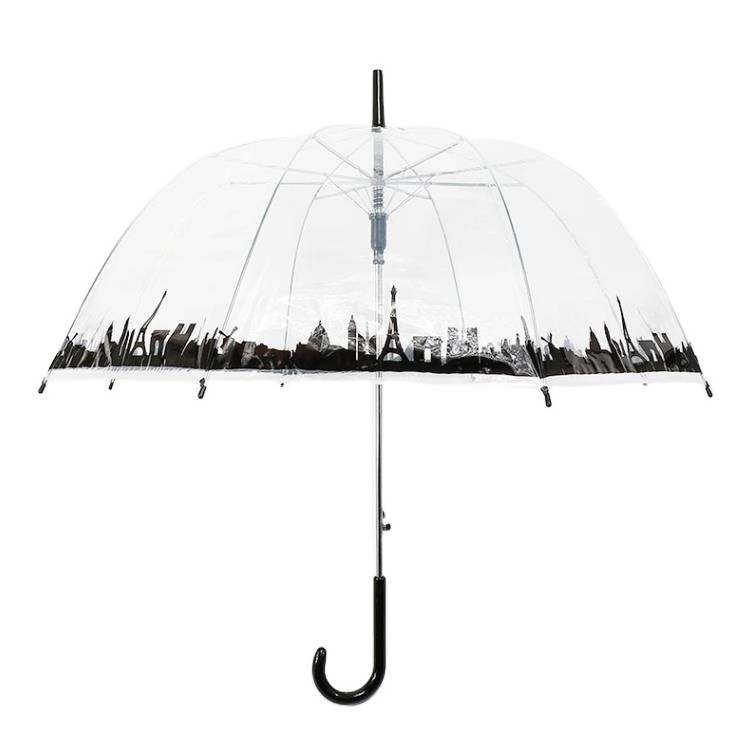 Transparent Umbrella For Wedding Semi Automatic Long Handle Love Couple Custom Logo Gifts Clear Umbrellas