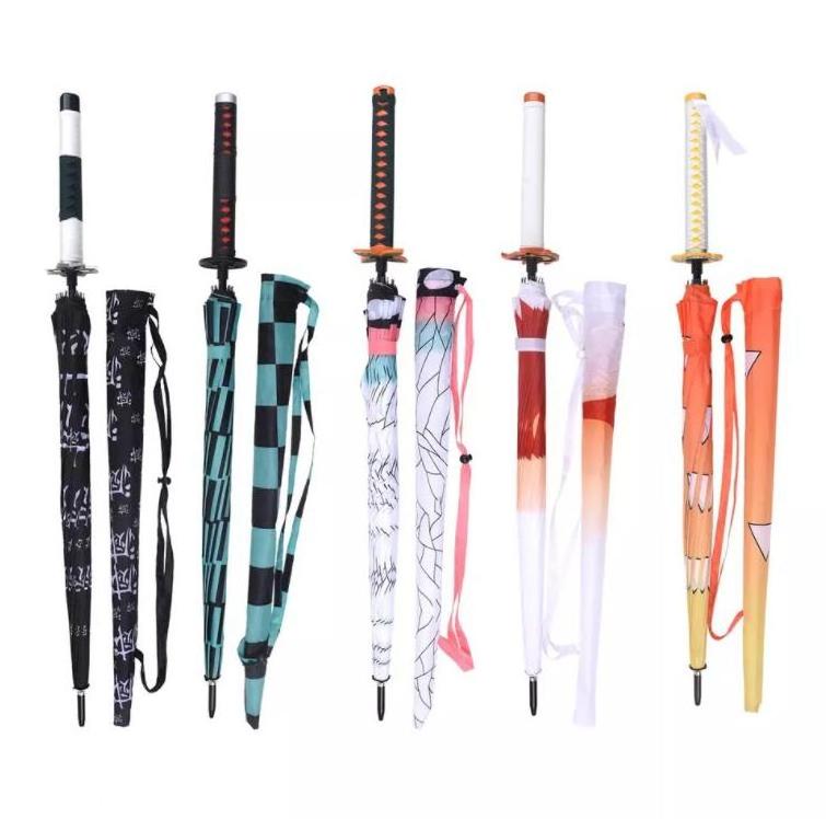 Japanese Cartoon Long Handle Paraguas Samurai Sword Sun Golf Umbrella Automatic Windproof Rain Umbrella Katana Umbrellas