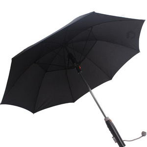 Built-in Fan Long Handle Golf Umbrellas for Beach Patio Garden Golf Parasol Anti-UV Spray Fan Cooling Battery Umbrella