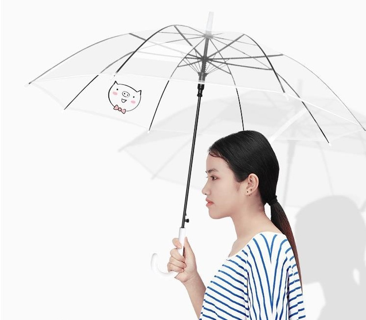 Thicken Princess Cute Kids Clear Umbrella PVC Rain Transparent Umbrellas Long Handle Straight Stick Printing Animal Umbrella