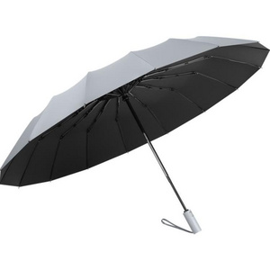 Full Automatic Folding Umbrellas Custom Logo Large Size Thicken Black Coating 16K Windproof Foldable Umbrella