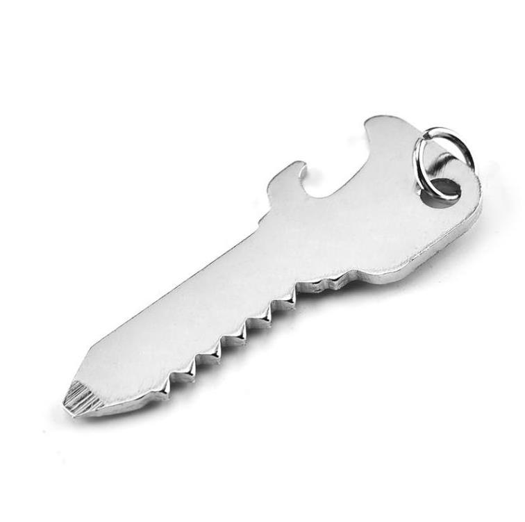 Wholesale Quality Gift Retro Key Shape Keyring Silver Beer Opener Keychain Custom Logo Stainless Steel Bottle Openers