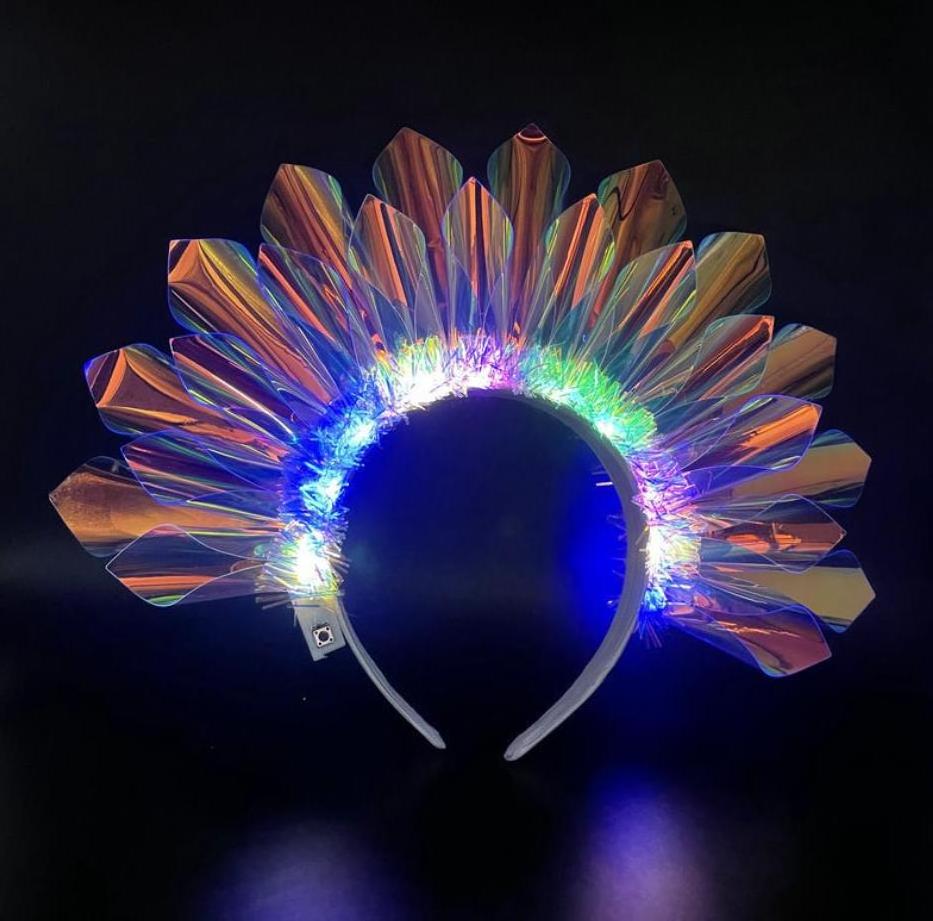 LED Light Up Headband Flash Glowing Hair Band Laser Hair Hoop Tiara Luminous Headbands Nightclub Party Festival Costume