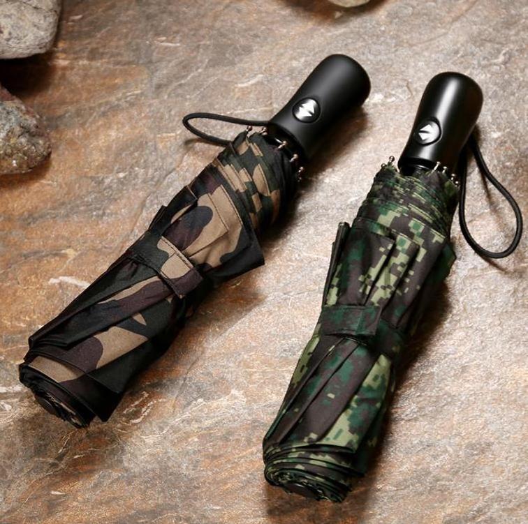 Advertising Gift Fully Automatic Three Folding Outdoor Sunscreen Umbrella 8K Camouflage Print Foldable Umbrellas