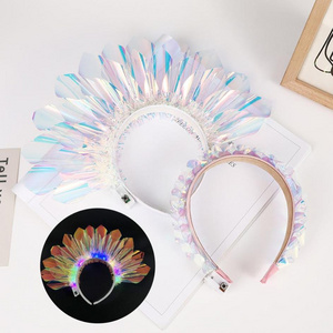 LED Light Up Headband Flash Glowing Hair Band Laser Hair Hoop Tiara Luminous Headbands Nightclub Party Festival Costume