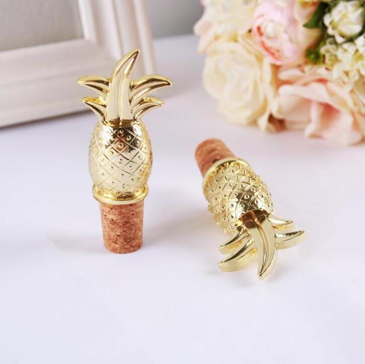 Wedding Party Decorations Creative Pineapple Shaped Wine Bottle Stopper Gold Metal Wine Cork Stopper