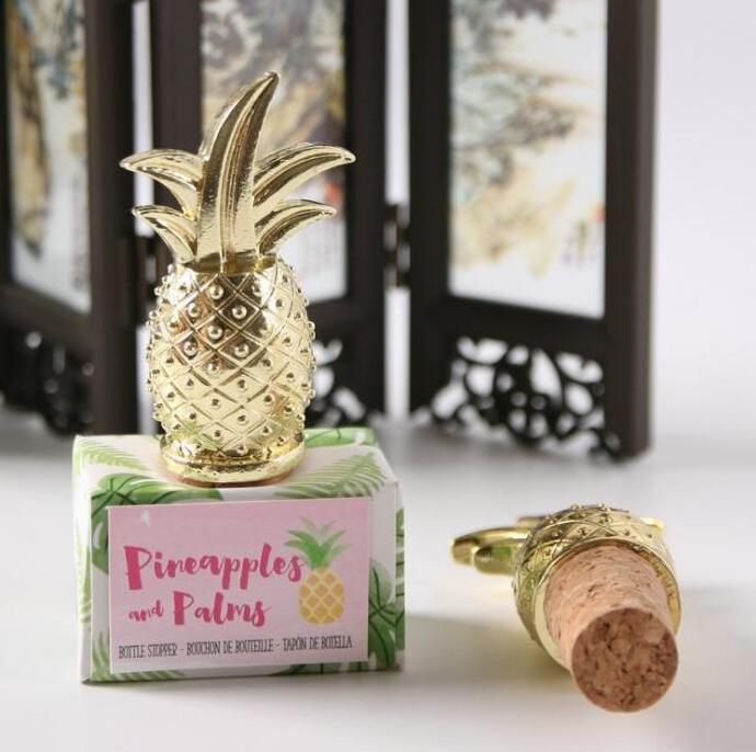 Wedding Party Decorations Creative Pineapple Shaped Wine Bottle Stopper Gold Metal Wine Cork Stopper