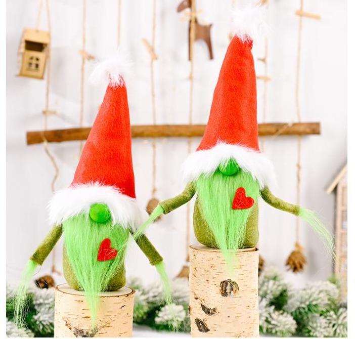 Party Favor christmas Grinch faceless dolls Gnome Decorations Green Beard Plush Elf Doll Handmade Santa Xmas Table Decor