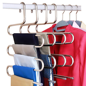 S-Type Stainless Steel Clothes Pants Hangers Closet Storage Organizer for Pants Jeans Scarf Hanging Metal Pants Hanger DH6541