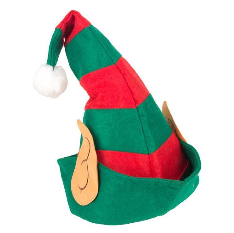 Christmas Decoration Non-woven Fabric Red Green Stripe Santa Hat Elf Christmas Hats For Adults And Kids