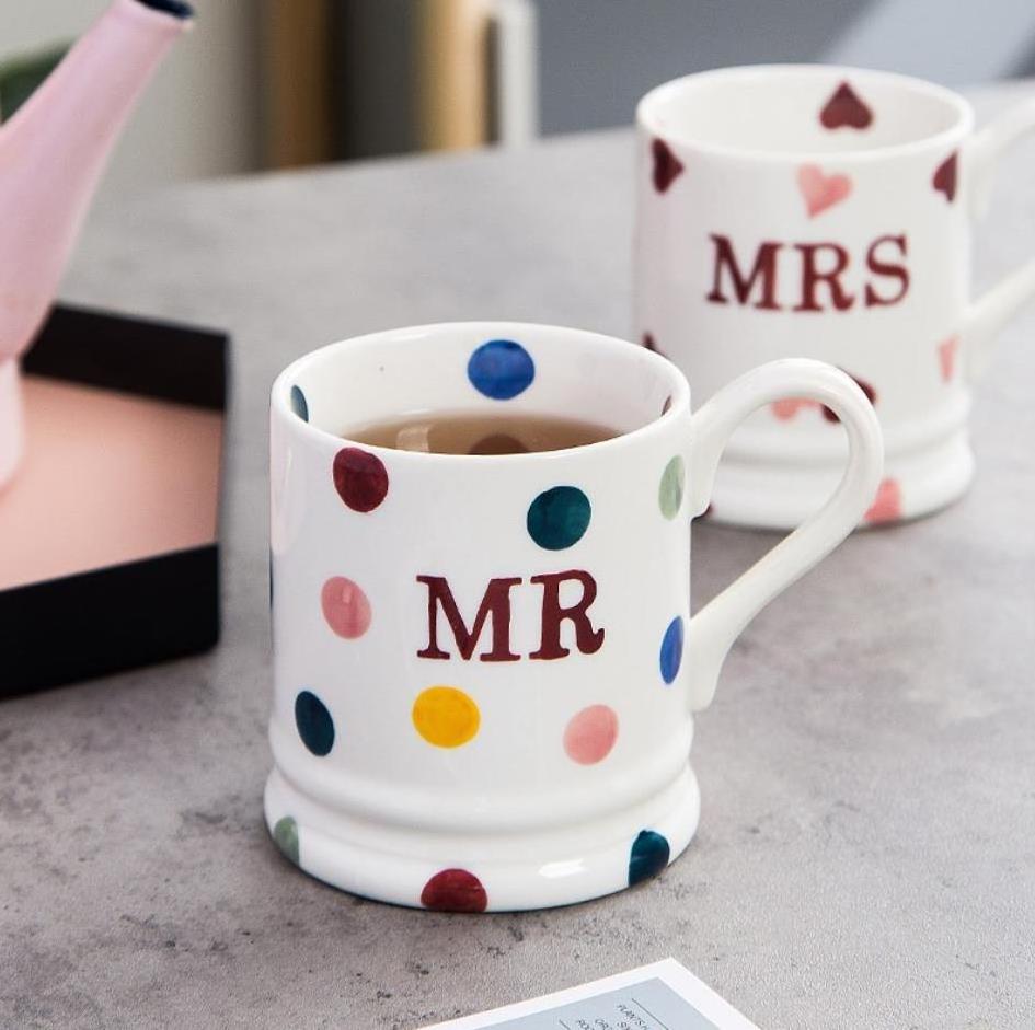 Mother's Day Father's Day gifts 400ml Mr and Mrs Couples Coffee Mugs Gifts Ceramic Coffee Cups for Bride and Groom