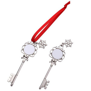 Zinc Alloy Sublimation Blanks Metal Christmas Magic Key Ornaments  Santa Keys Snowflake Xmas Tree Pendant Party Decorations