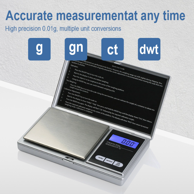 100g 200g 500g 0.01g Stainless steel Gold scale measurement Mini digital  jewelry weighing pocket scale electronic scale