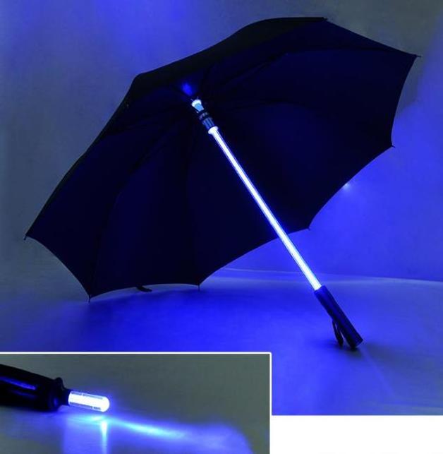 Wholesale Clear Flashlight Rain Umbrellas Straight Flashing Lightsaber LED Umbrella with led light Torch Custom Logo