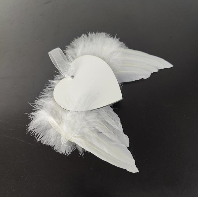 Christmas White Angel Wings Ornament Hanging Feather Hanging Decor with Sublimation Blank MDF Pendants for Christmas Tree