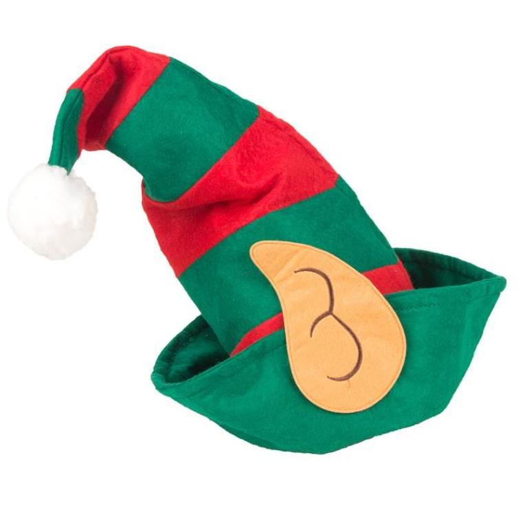 Christmas Decoration Non-woven Fabric Red Green Stripe Santa Hat Elf Christmas Hats For Adults And Kids