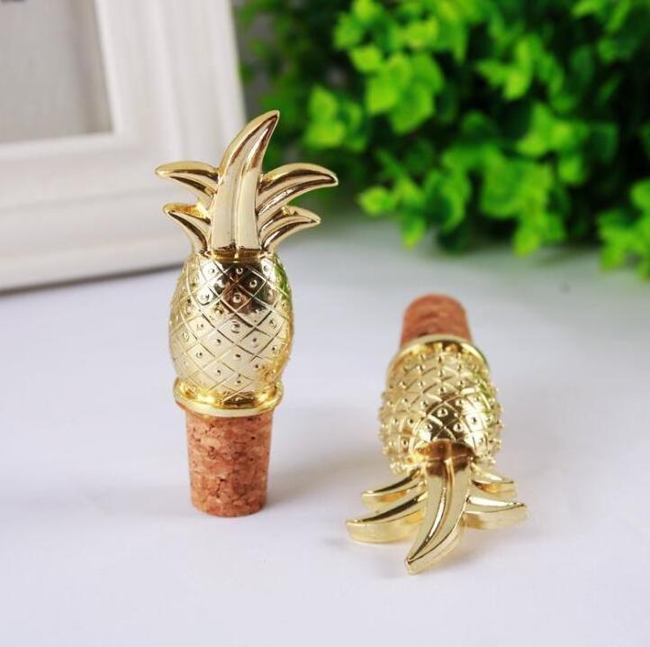 Wedding Party Decorations Creative Pineapple Shaped Wine Bottle Stopper Gold Metal Wine Cork Stopper