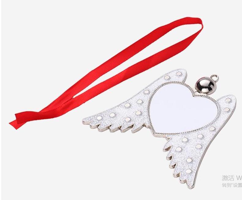 Sublimation Car Charm Blank Metal Angle Wings Ornaments Customized Cars Hanger Christmas Tree Pendant Decorations