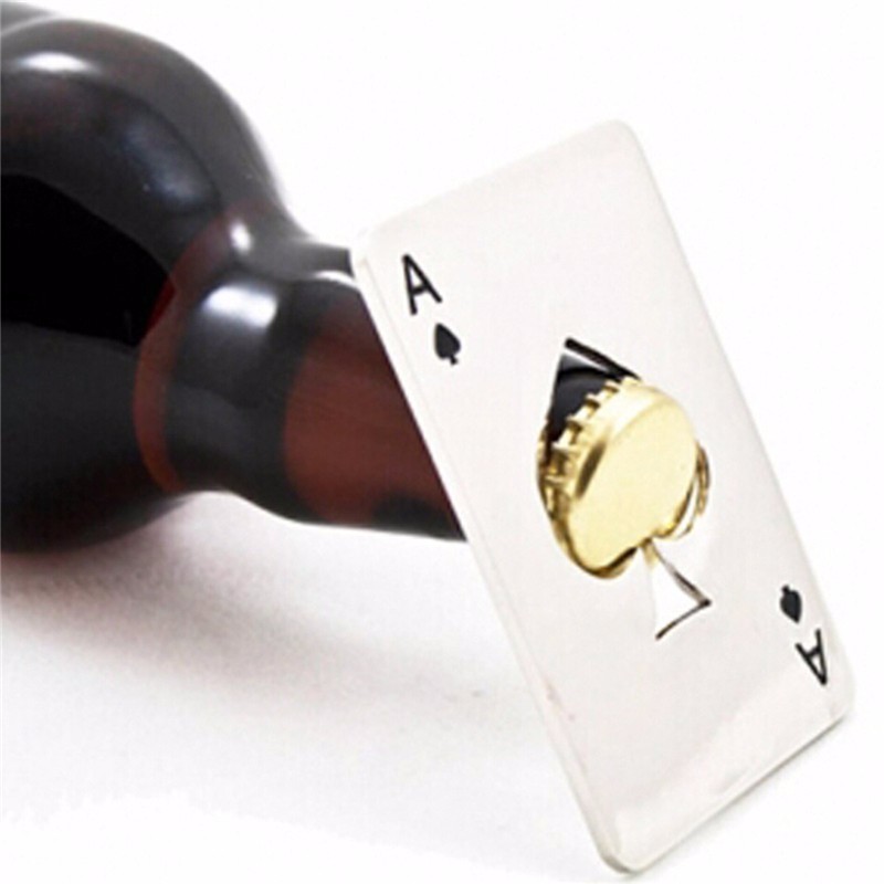 Custom stainless steel credit card bottle opener Creative poker shaped Beer Opener