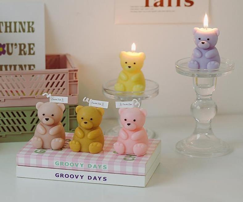 Handmade cartoon teddy bear candle wholesale cute animal scented candles Baby Shower Party Birthday Home Decoration Gifts