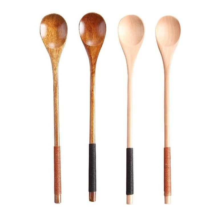 Naturally Japanese Long Handle Binding Wire Beech Wood Honey Coffee Tea Spoon Wooden Stirring Spoons