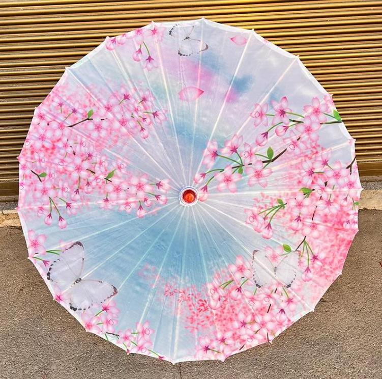 Customization Chinese DIY Craft Paper Umbrellas Ceiling Decoration Handmade Dance Props Bamboo Handle Silk Umbrella