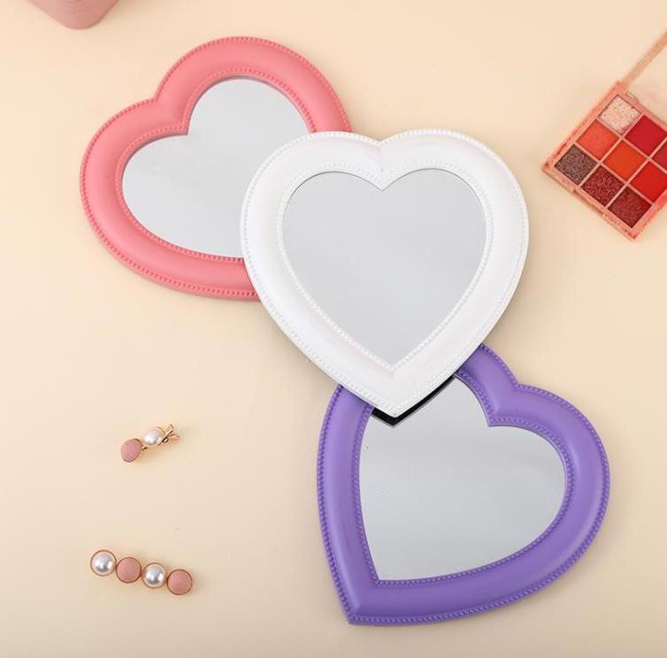 Heart Shaped Makeup Mirror Custom Logo Tabletop Wall Mirror Vanity Cosmetic Mirrors Love desktop wall hanging decorative