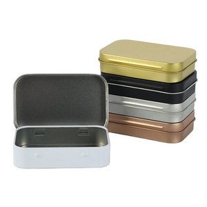 Empty Rectangular Hinged Lid Box Cigarette Candy Gift Mint Box Container Small Metal Packaging Tin Box