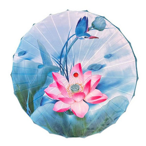 Customization Chinese DIY Craft Paper Umbrellas Ceiling Decoration Handmade Dance Props Bamboo Handle Silk Umbrella