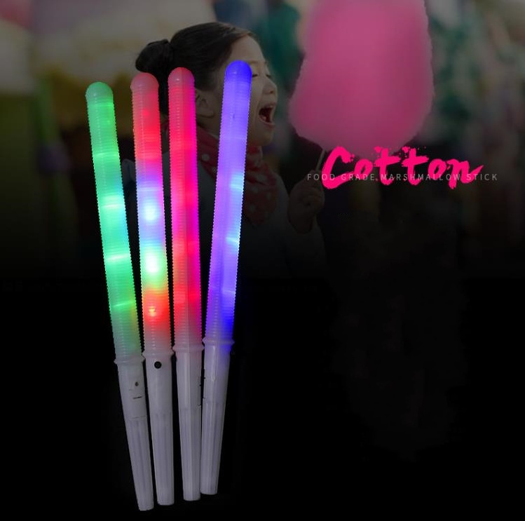 Led Cotton Candy Cones Colorful Glowing Marshmallow Stick Party Favors Supply Luminous Flashing Light Up Glow Sticks