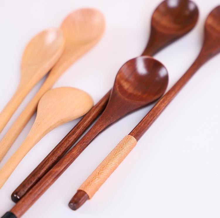 Naturally Japanese Long Handle Binding Wire Beech Wood Honey Coffee Tea Spoon Wooden Stirring Spoons