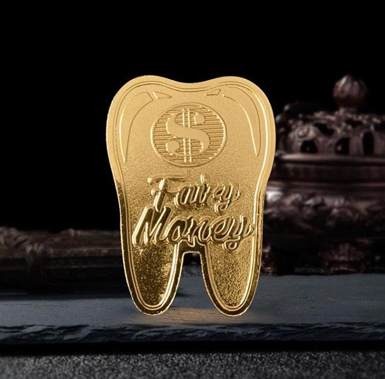 Hot Selling Tooth Fairy Coin Children's Teeth Exchange Gift Souvenir  Metal Commemorative Gold Coins Kids Teeth Change Gifts