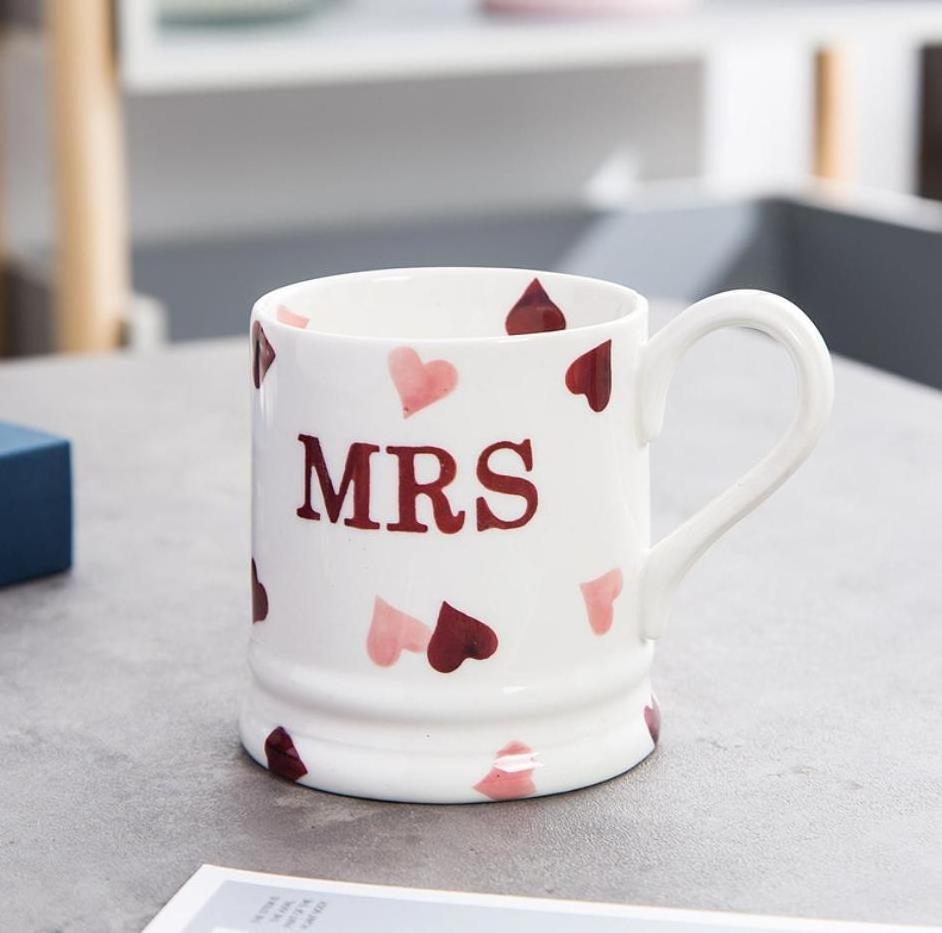 Mother's Day Father's Day gifts 400ml Mr and Mrs Couples Coffee Mugs Gifts Ceramic Coffee Cups for Bride and Groom