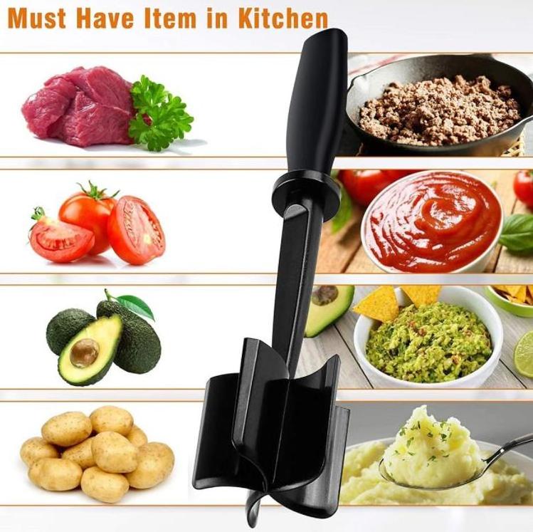 Multifunctional Non Stick Mix Kitchen Tools Premium Heat Resistant  Potato Hamburger Ground Beef Turkey Masher Meat Chopper