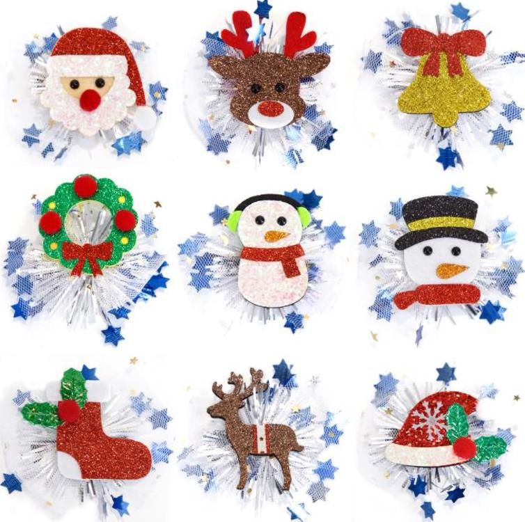 Christmas Hair Clips Claws Hairs Accessories Christmas Santa Xmas Tree Reindeer Bow Hair Barrettes Holiday Accessories for Girls