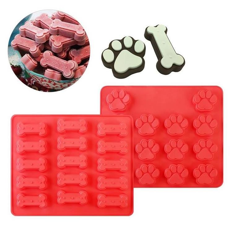 Food Grade Silicone Dog Treat Biscuits Chocolate Molds Puppy Dog Paw Bone Mold