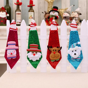 LED Light Up Christmas Party Favors Sequin Tie Gifts Decorative Christmas Kids Neck Tie Decorations Accessories