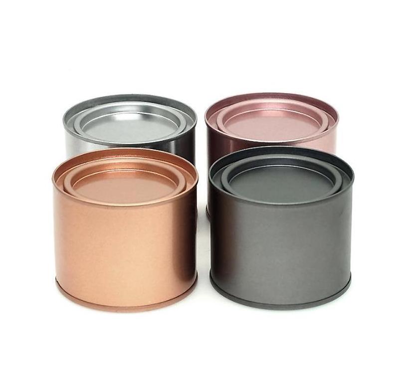 Tea Can Tins Pot Jar Cosmetics Containers Tea Can Tinplate Round Candle Portable Seal Metal Home Packaging Eco-friendly 4 Color