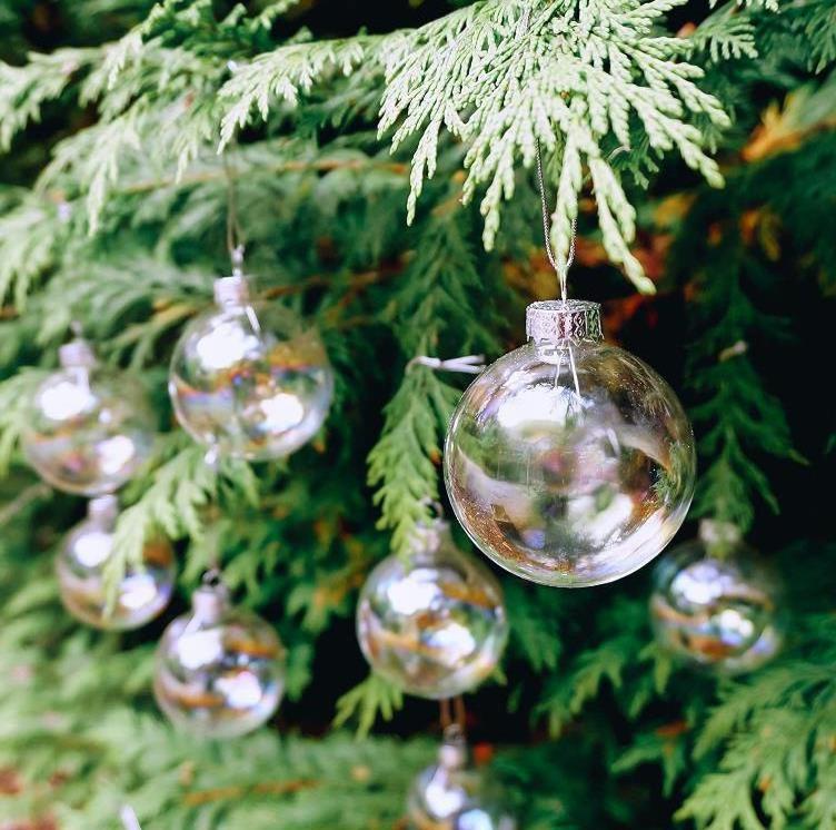 6/8cm Glass Hanging Ball Christmas Decorations Tree Drop Ornaments Iridescent Ball Baubles Sphere Home Mall Pendant Decoration