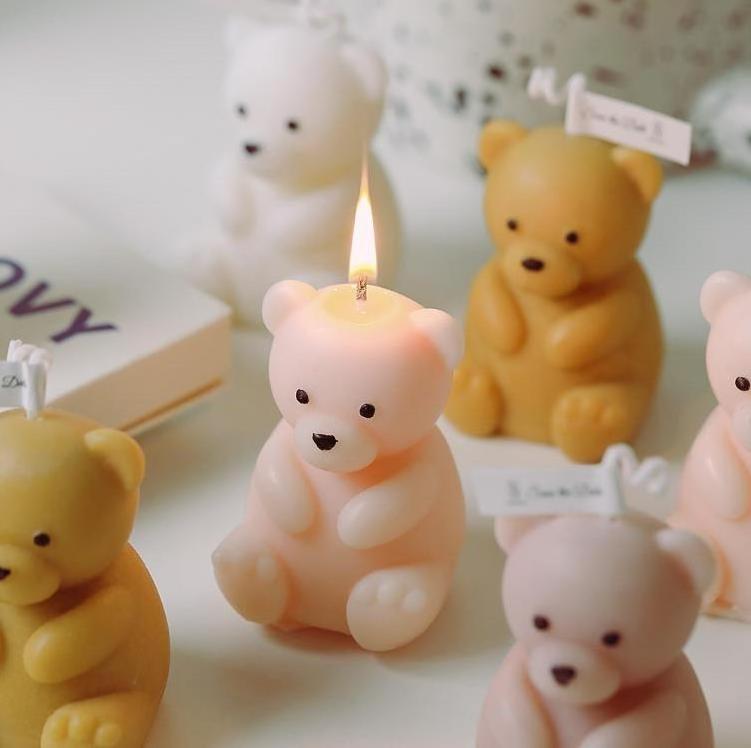 Handmade cartoon teddy bear candle wholesale cute animal scented candles Baby Shower Party Birthday Home Decoration Gifts