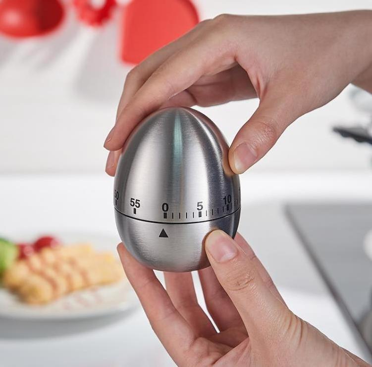 Creative Metal Egg Shape Kitchen Clock Mechanical Rotating Alarm Cute Timer 60 Minutes Cooking Calculagraph Timers Tools