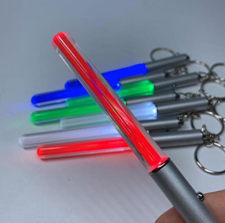 Promotion gifts colorful customized logo LED lightsaber keyring acrylic glow magic wand stick cheer props light up keychain