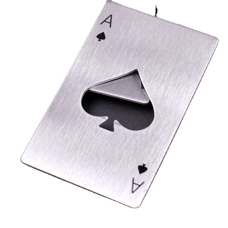 Custom stainless steel credit card bottle opener Creative poker shaped Beer Opener