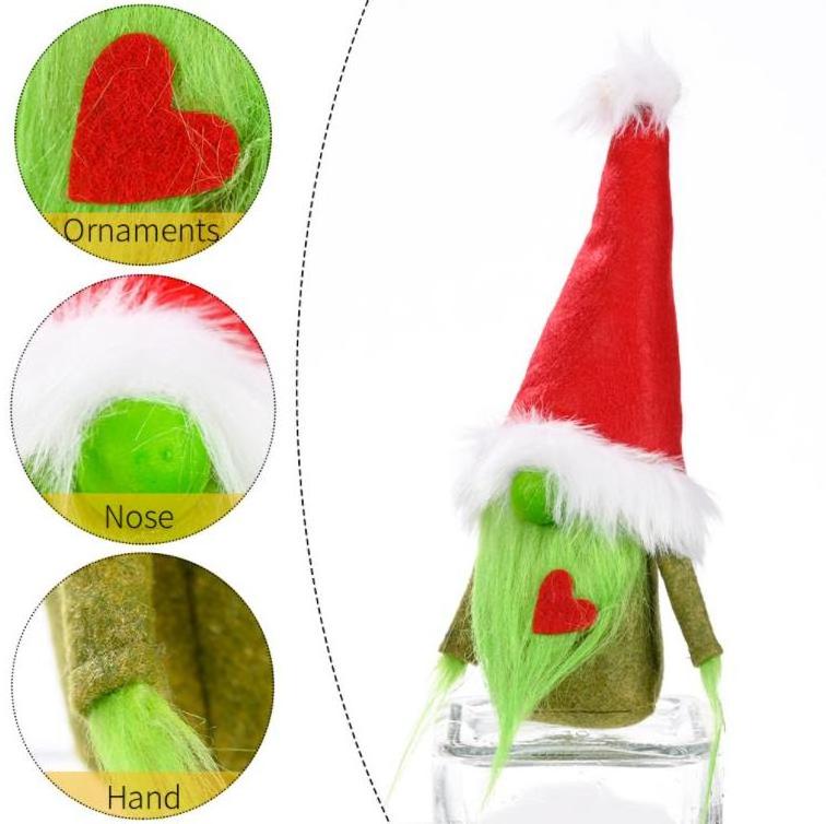 Party Favor christmas Grinch faceless dolls Gnome Decorations Green Beard Plush Elf Doll Handmade Santa Xmas Table Decor